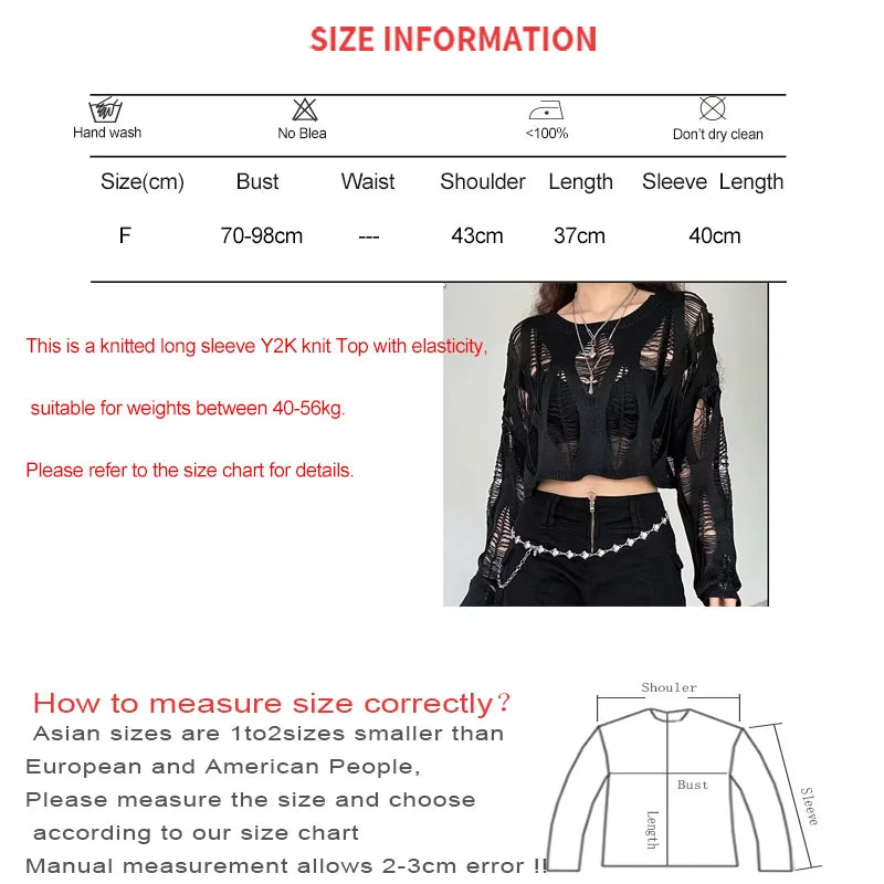 ITOOLIN Women Hole Hollow Out Y2K T-shirts Batwing Sleeve Knitted