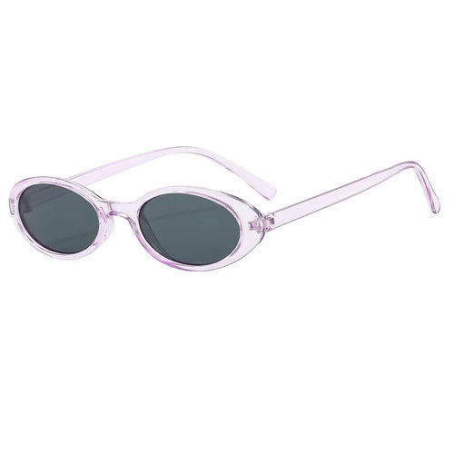 New Small Oval Sunglasses Women Men Trendy Vintage Hip Hop Cat Eye Sun