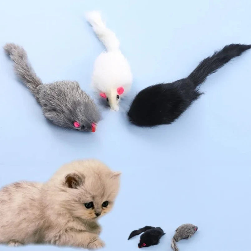 Cat Mice Toys False Mouse Cat Toy Long Tail Mice Soft Real Rabbit Fur Toy For Cats Plush Rat Playing Chew Toy Pet Supplies