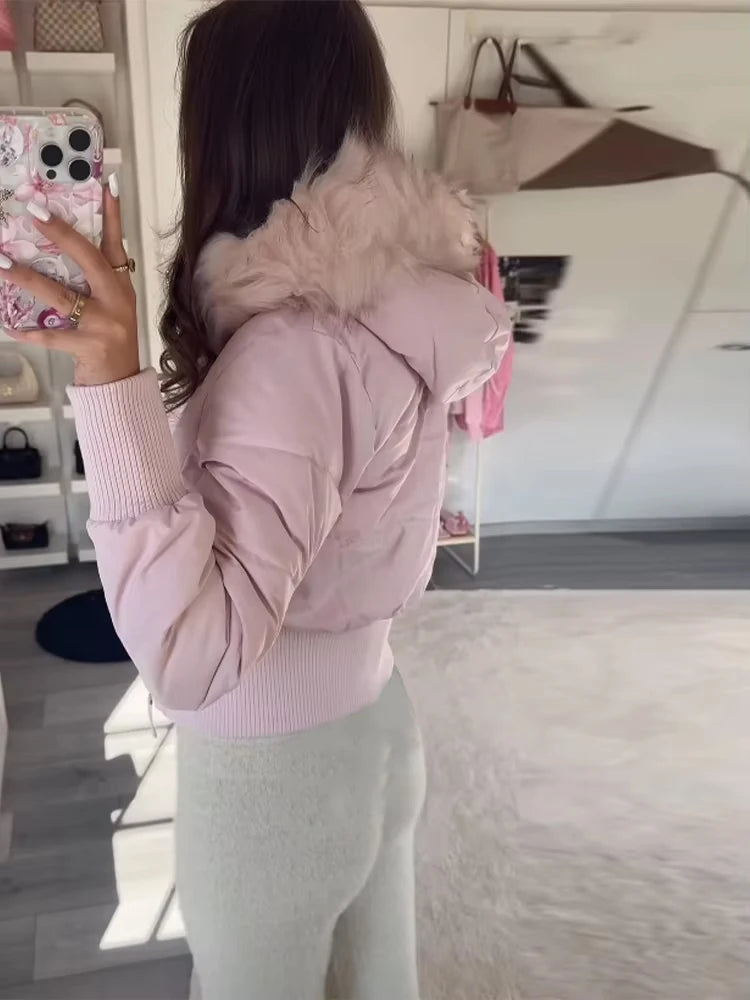 Fashion Hooded Women's Padding Coats Street Loose Zipper Long Sleeve Female Jacket 2025 Winter Soild Thicken Lady Outwears