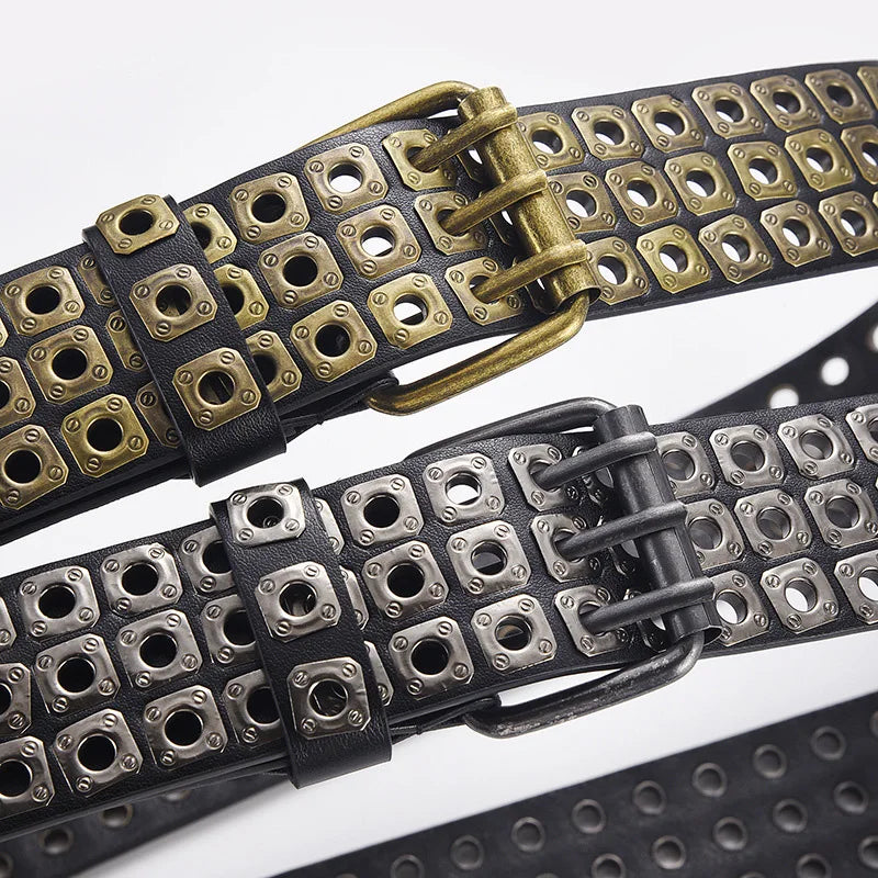 High Quality Hollow Rivet Designer Belt For Men And Women Gothic