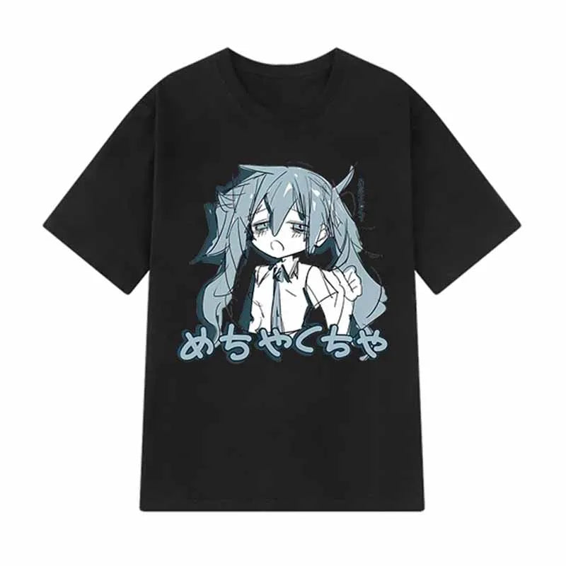 Japanese Y2K Anime Women T-shirt Cotton Loose Streetwear Casual Tees