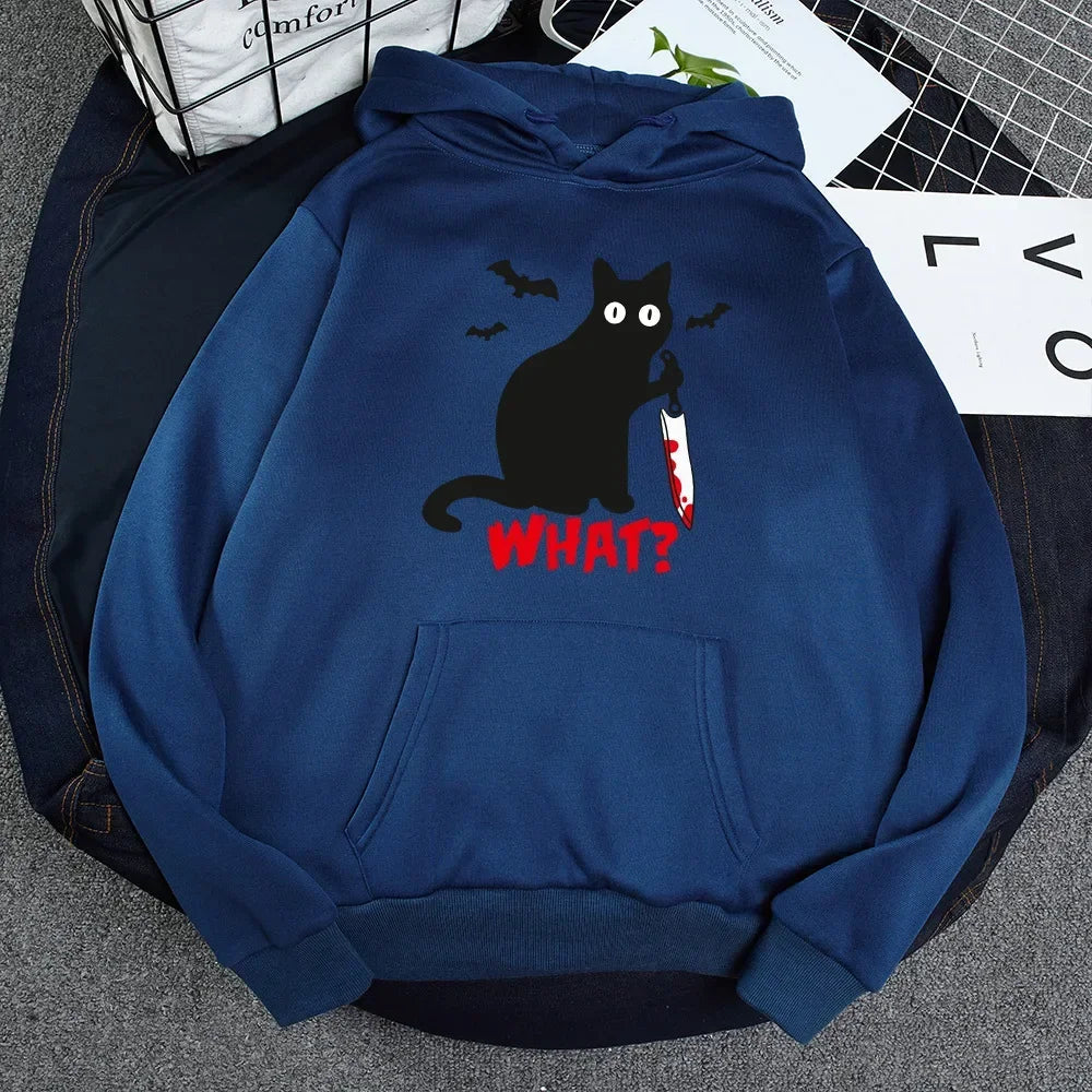 Female Autumn Winter Plus Size weatshirt Cartoon Cat Hoodies Woman Fleece Funny Pullover goth