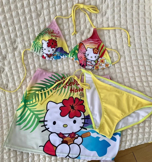 Hello Kitty Hawaii split swimsuit suit for women in summer kawaii hot