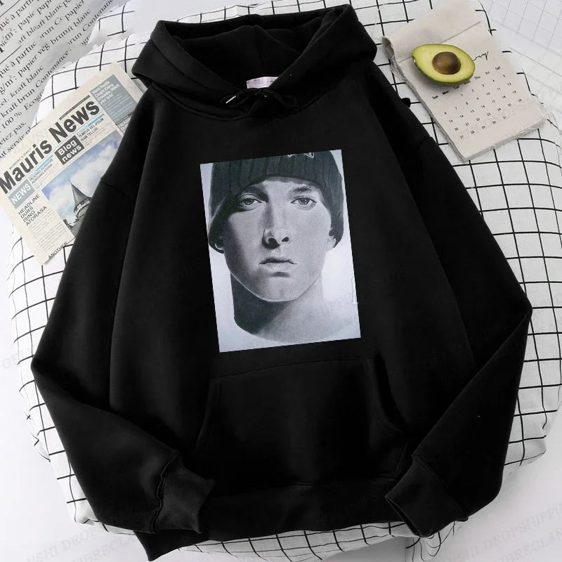 Eminem Print Hoodie Men Women Fashion Hip Hop Hoodies Women Sweats Rapper Sweats Clothing Rock Fashion Harajuku Sweatshirts