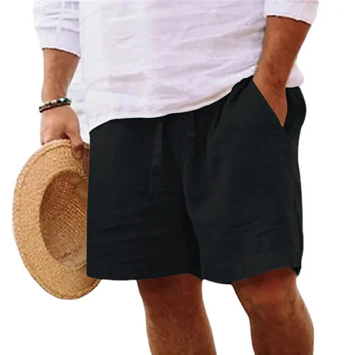 New Mens Cotton Solid Color Short Lightweight Gym Pants Linen Beach