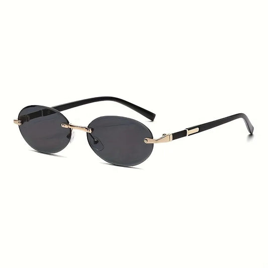 Oval Frameless Women'S Fashion Glasses Metal Frame Hip-Hop Trendy