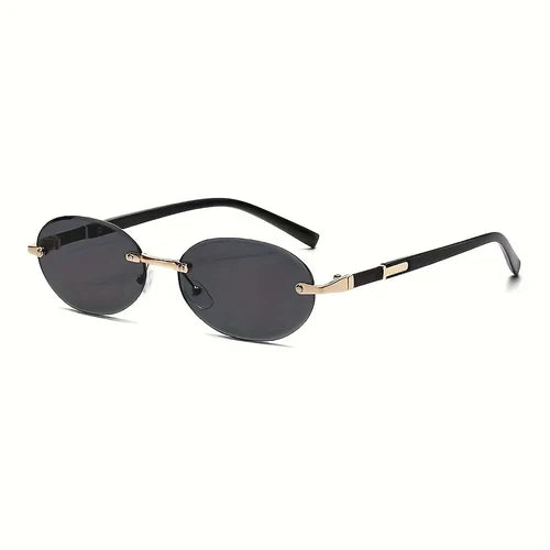 Oval Frameless Women'S Fashion Glasses Metal Frame Hip-Hop Trendy