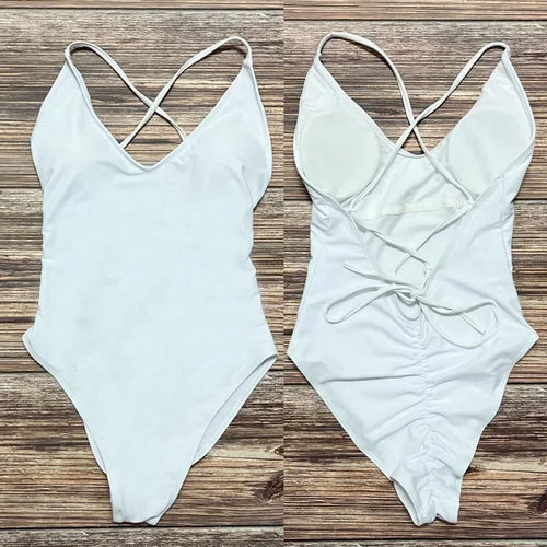 S-3XL Padded One Piece Swimsuit Women Swimwear Solid Bathing Suit