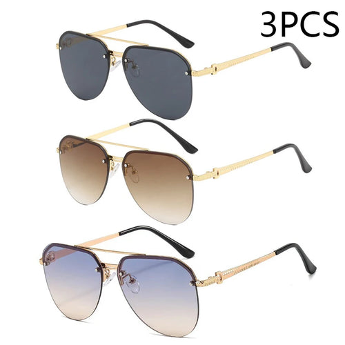 New Fashion Metal Half Frame Women's Outdoor Sunglasses Classic Double