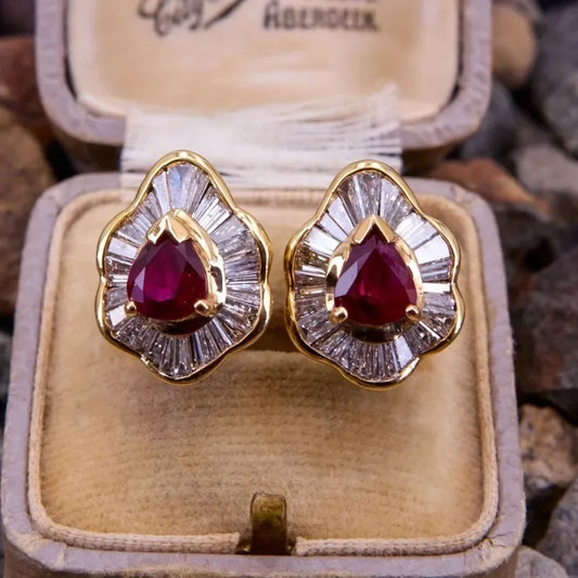 Luxury Super Shiny White Zirconia Vintage Synthetic Gemstone Earrings