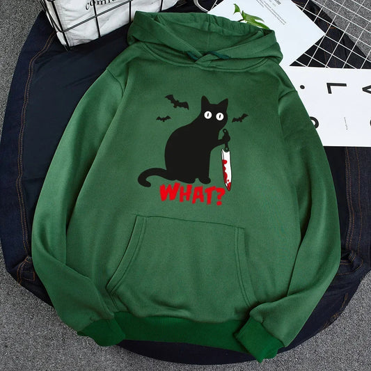 Female Autumn Winter Plus Size weatshirt Cartoon Cat Hoodies Woman Fleece Funny Pullover goth