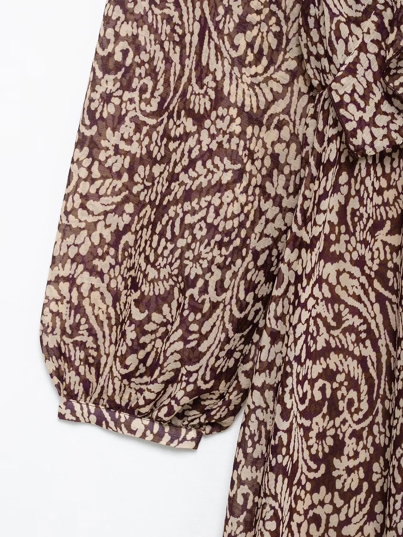 2025 Spring New Product Women's Stacked Decorative Printed V-neck Midi
