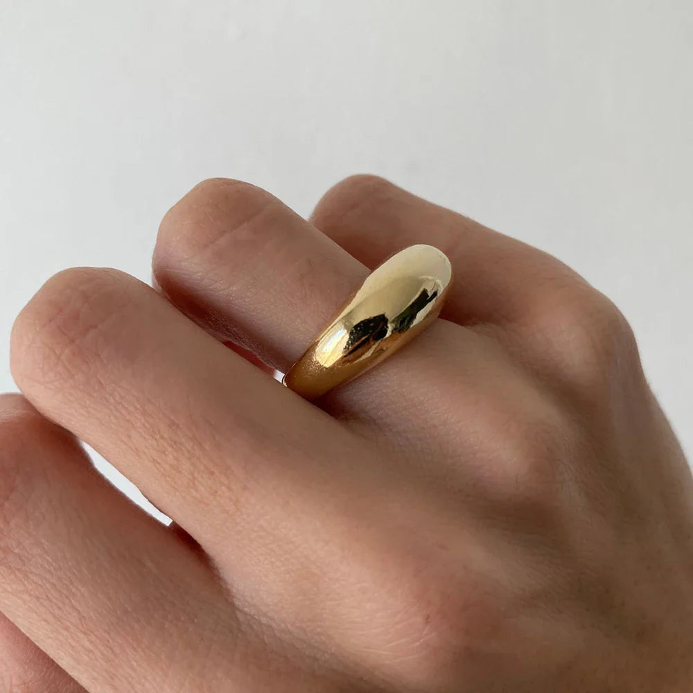 SUNIBI Fashion Simple Stainless Steel Rings for Women Arc Rings
