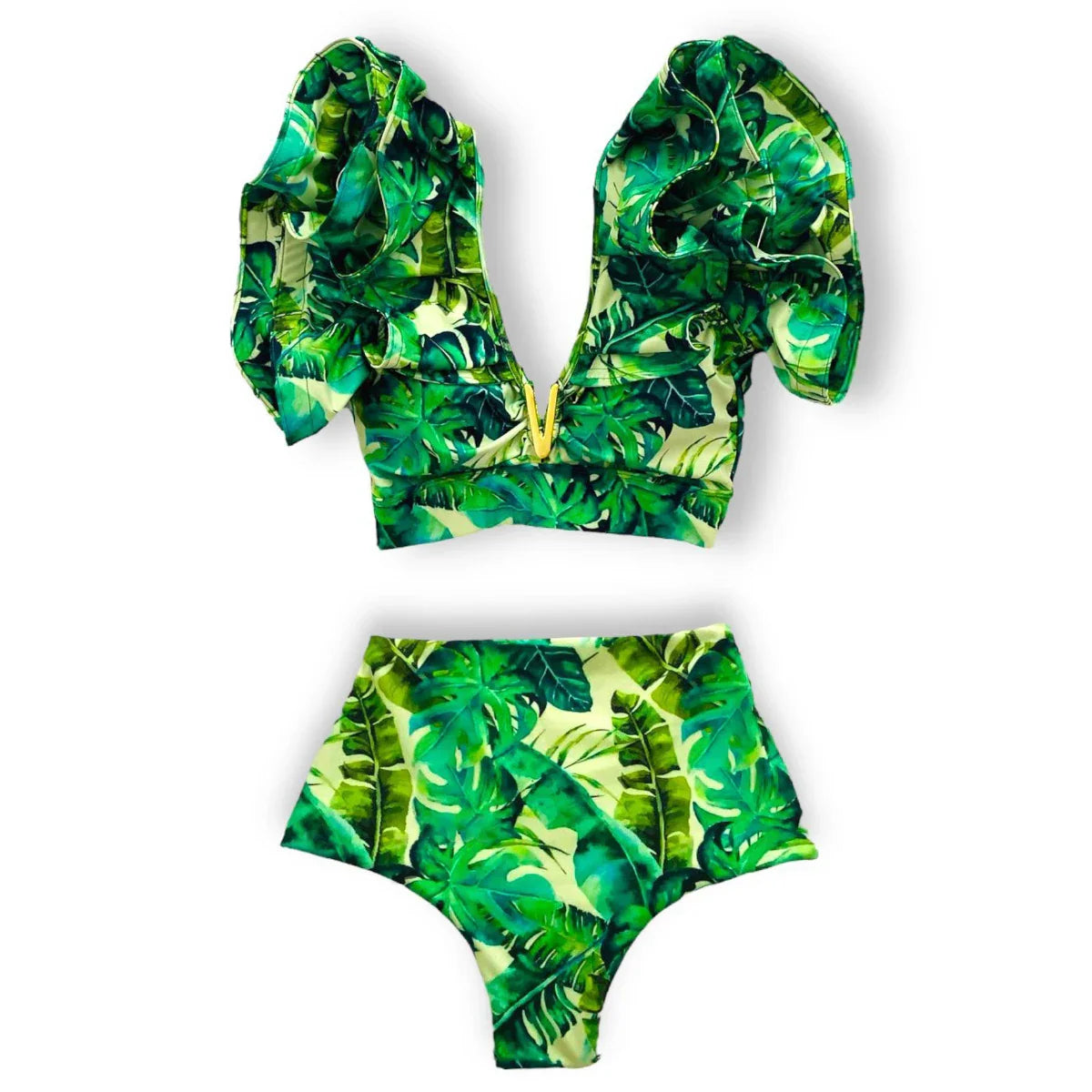 Two-Pieces Women Floral 2025 Push-Up Padded Bra Ruffles Bandage Bikini Set Swimsuit Swimwear Bathing Suit Beachwear Biquini