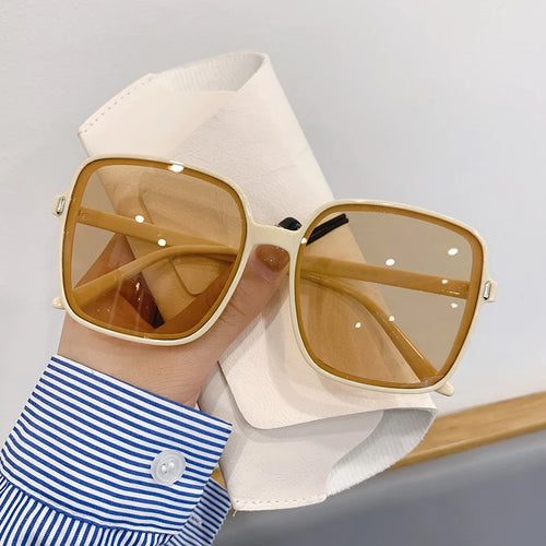 KAMMPT Vintage Oversized Square Sunglasses 2024 Women Fashion Gradient
