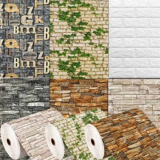 3D Self-Adhesive Wallpaper Continuous Waterproof Brick Wall Stickers