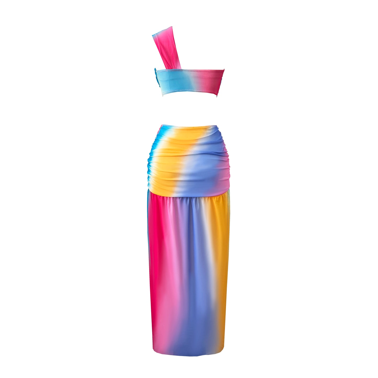 One Shoulder Bikini with Slit Skirt Top Sweet Waist Long Skirt Suit Swimsuits Women Bathing Suits Summer Beachwear Biquini