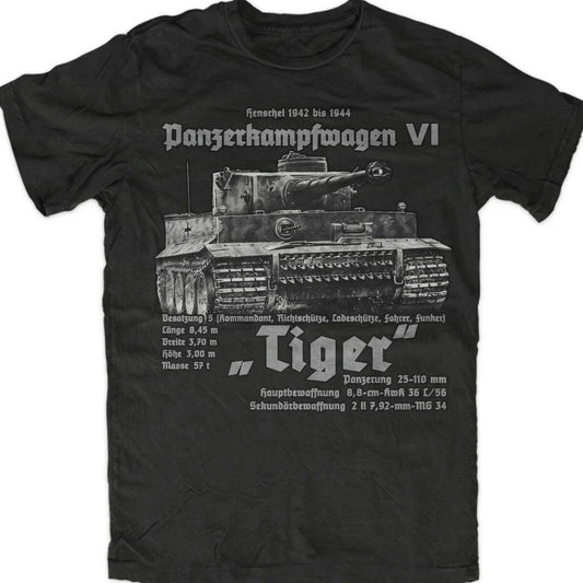 WW2 Wehrmacht Tank Force King Tiger Tank T-Shirt. Summer Cotton Short