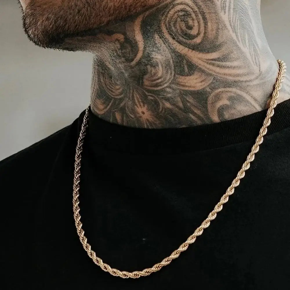 Fashion Hip Hop Rope Chain Necklace Classic Stainless Steel Twisted Link Chain Necklace For Men Women  Jewelry Gift
