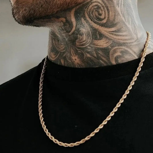 Fashion Hip Hop Rope Chain Necklace Classic Stainless Steel Twisted Link Chain Necklace For Men Women  Jewelry Gift