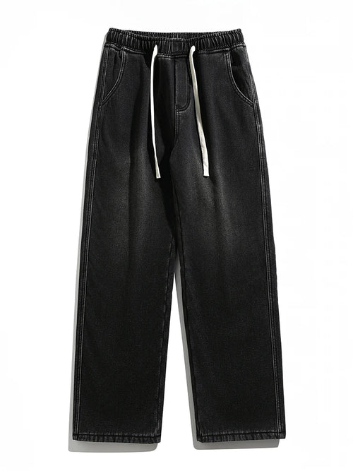 Winter Men's Jeans Korean Fashion Fleece Liner Thick Warm Straight