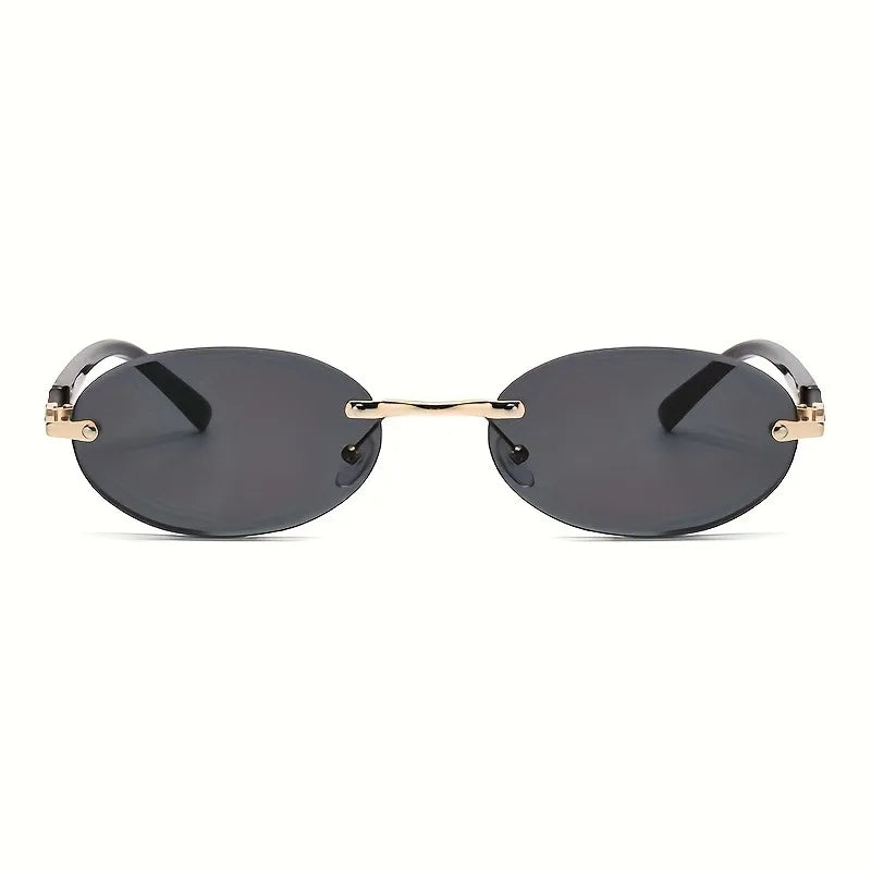 Oval Frameless Women'S Fashion Glasses Metal Frame Hip-Hop Trendy