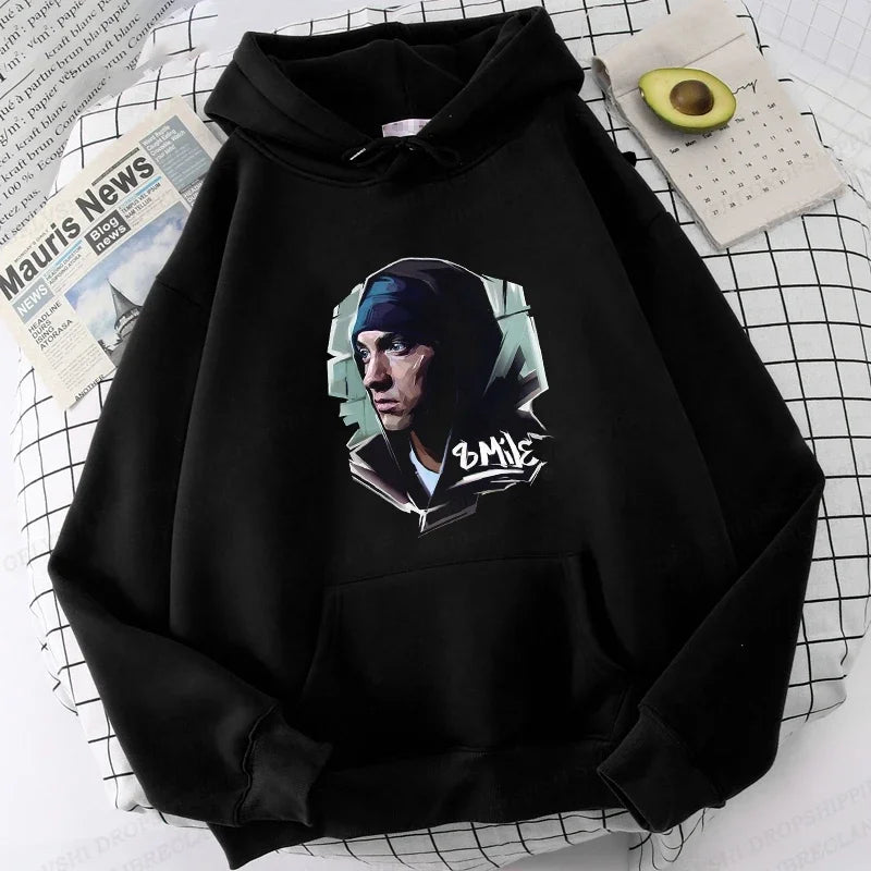 Eminem Print Hoodie Men Women Fashion Hip Hop Hoodies Women Sweats Rapper Sweats Clothing Rock Fashion Harajuku Sweatshirts