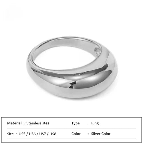 SUNIBI Fashion Simple Stainless Steel Rings for Women Arc Rings