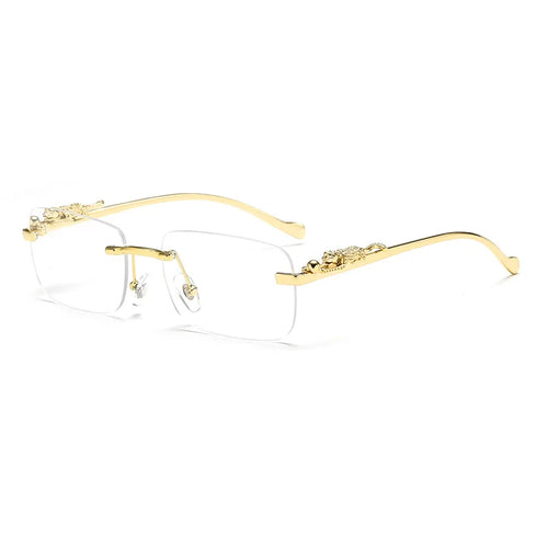 Classic Rimless Sunglasses Men Women Fashion Leopard Decoration Small
