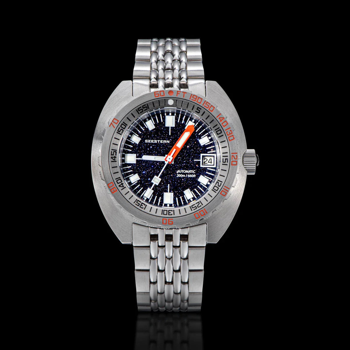 SEESTERN Watch SUB300T Diver Automatic Man Mechanical Sapphire Glass Luminous Date Waterproof 200 Turn Bracelet Wristwatch Retro