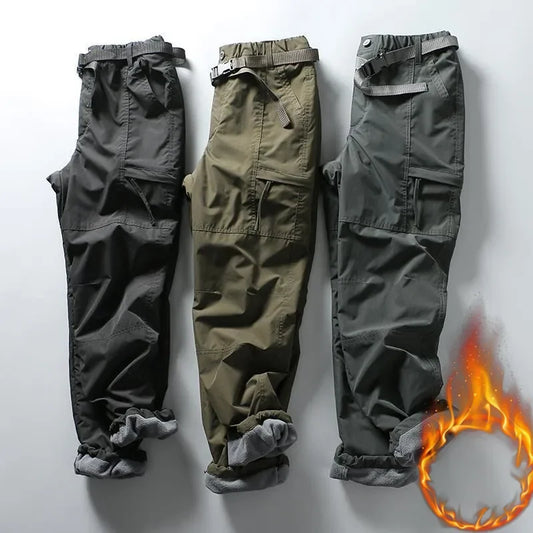 S-6XL Tooling Pants Thick Waterproof Fleece Cargo Pants Men Women