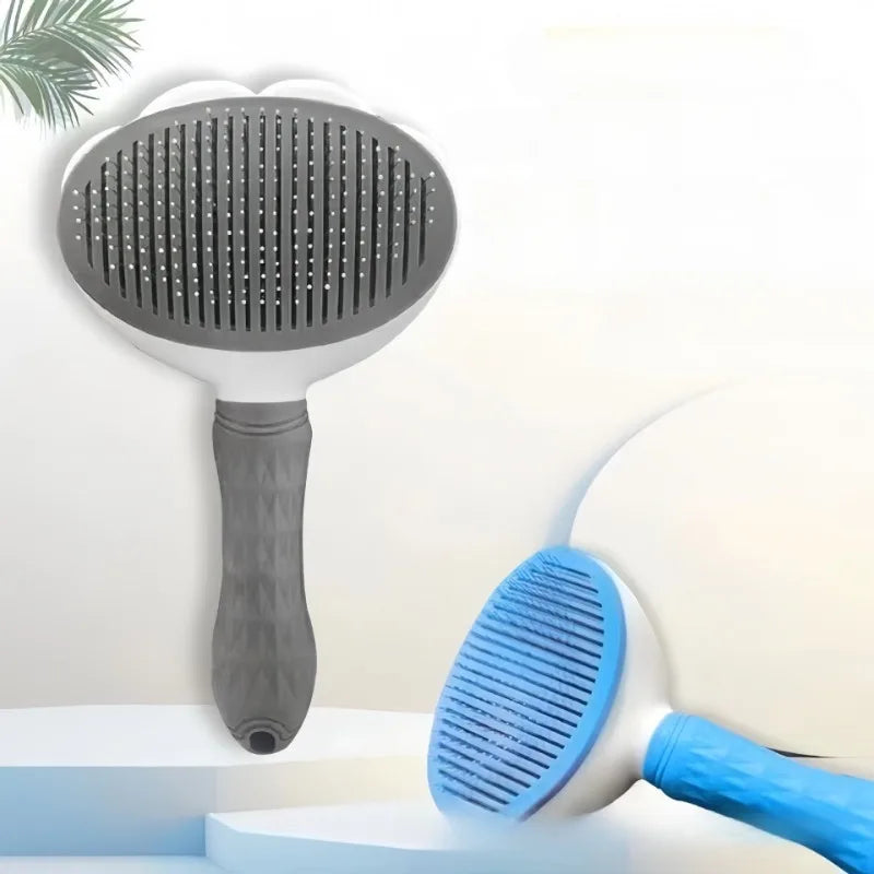 Cat Dog Grooming Brush Professional Deshedding Tool for Long-Haired Pets Anti-Tangle Stainless Steel Comb Ergonomic Handle