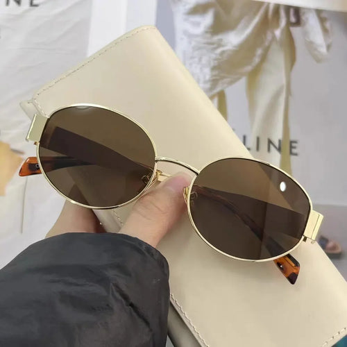 New Oval Frame Sun Protection Sunglasses Retro Travel Wear Simple UV