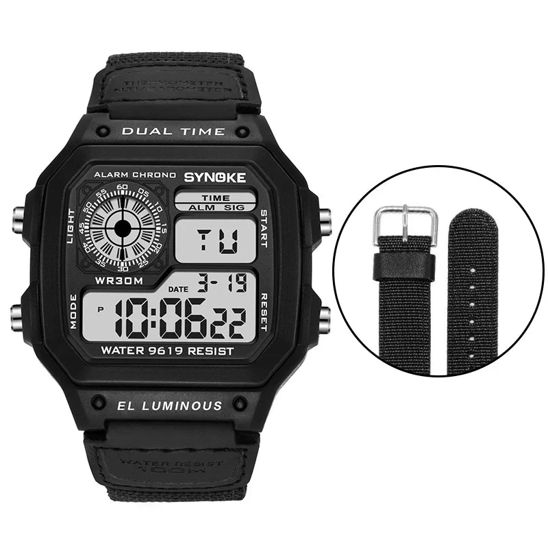 SYNOKE Wrist Watch For Men Digital Sports Waterproof Watch Transparent Multifunction Chronograph Alarm Backlight reloj hombre