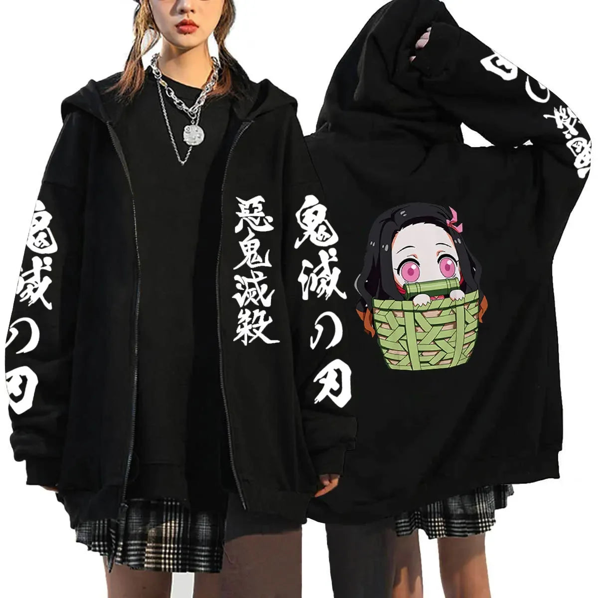 Demon Slayer Zipper Hoodie Roupas Masculinas Women Men Anime Oversized Hoodies Coat Top Femme Full Zip Sweatshirts Jackets