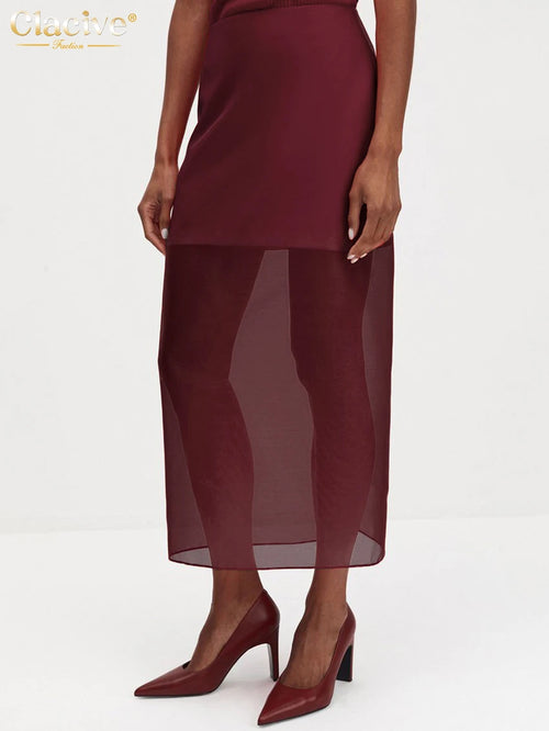 Clacive Fashion Loose Balck Women Skirt Casual High Waist Ankle Length