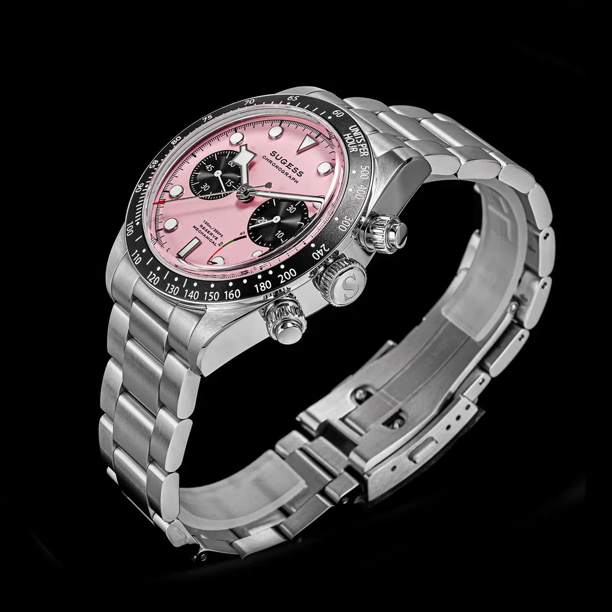 Sugess Chronograph Men Watch Original ST1907 Swanneck Pilot Mechanical Wristwatches Domed Sapphire Crystal Dopamine S457 2025new