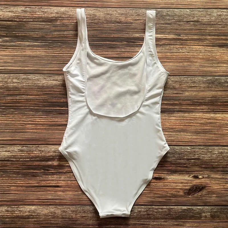 S-3XL Padded One Piece Swimsuit Women Swimwear Solid Bathing Suit