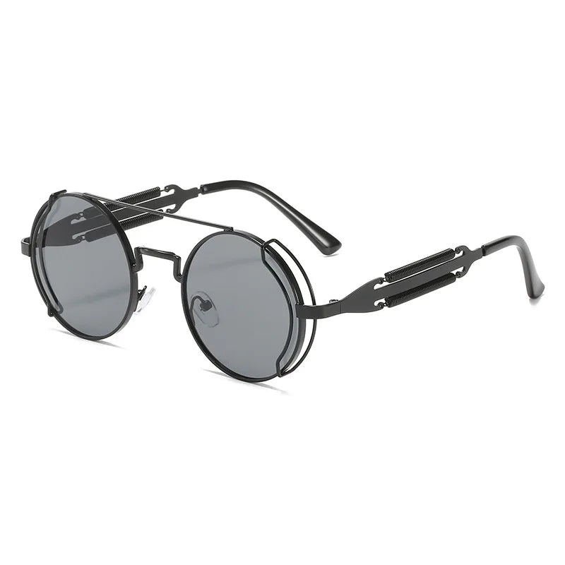 Old Metal Steampunk Flip Sunglasses Flip Men And Women Fashion Round