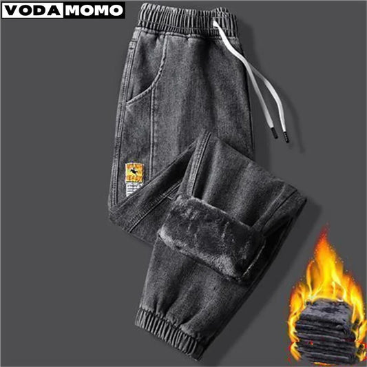 New Men's jeans Winter Fleece Jeans Thick Warm Denim Pants Men