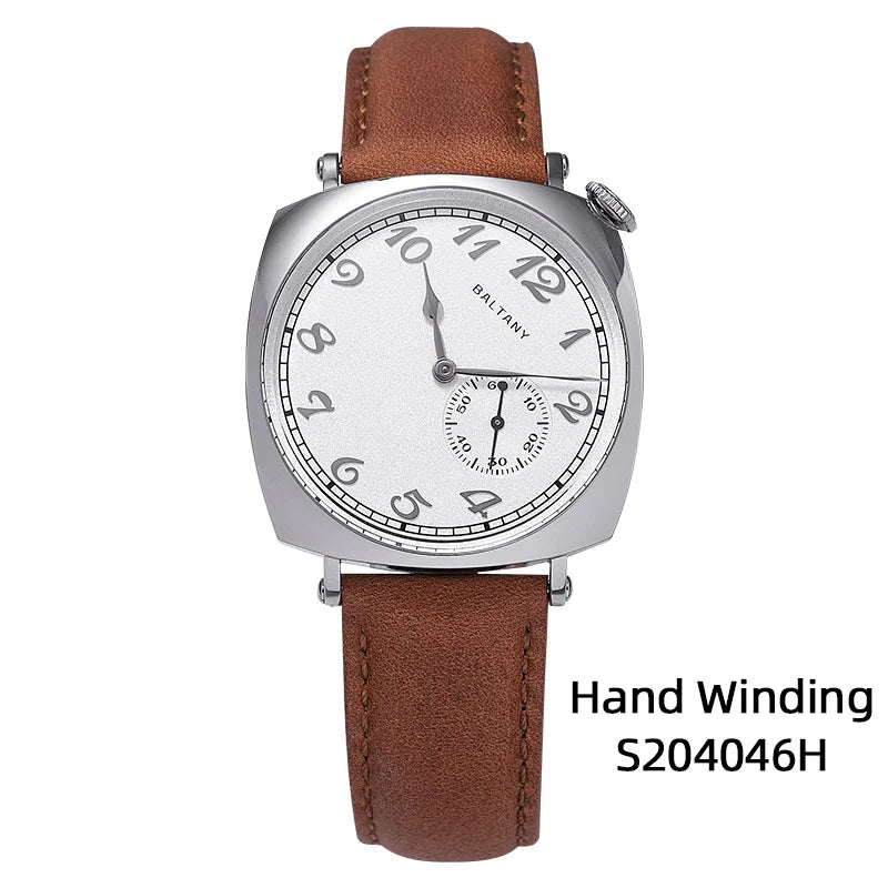 Baltany Luxury 1921 Watch Homage Men S4046 Classic Salmon Dial Sapphire Square Case Vintage Automatic Mechanical Wristwatch