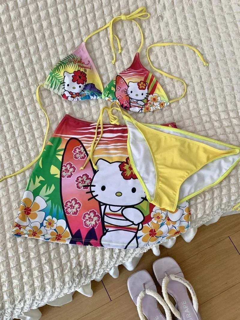 Hello Kitty Hawaii split swimsuit suit for women in summer kawaii hot
