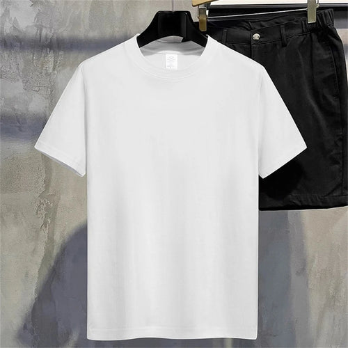 Men T Shirt Summer Cotton Tops Women Solid Color Blank Tshirts O-neck