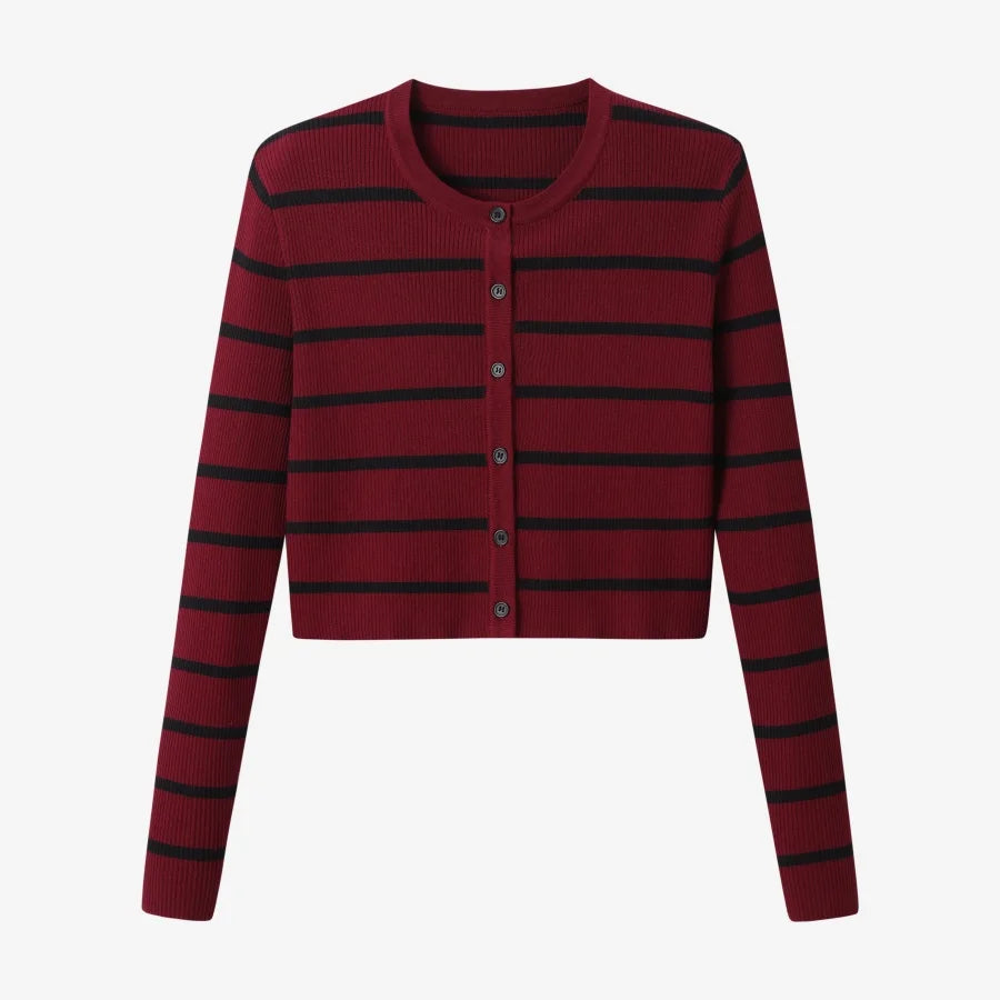 AS AW25 stripe knitting cardigan + sleeveless patch dress maxi matching set for woman clothing