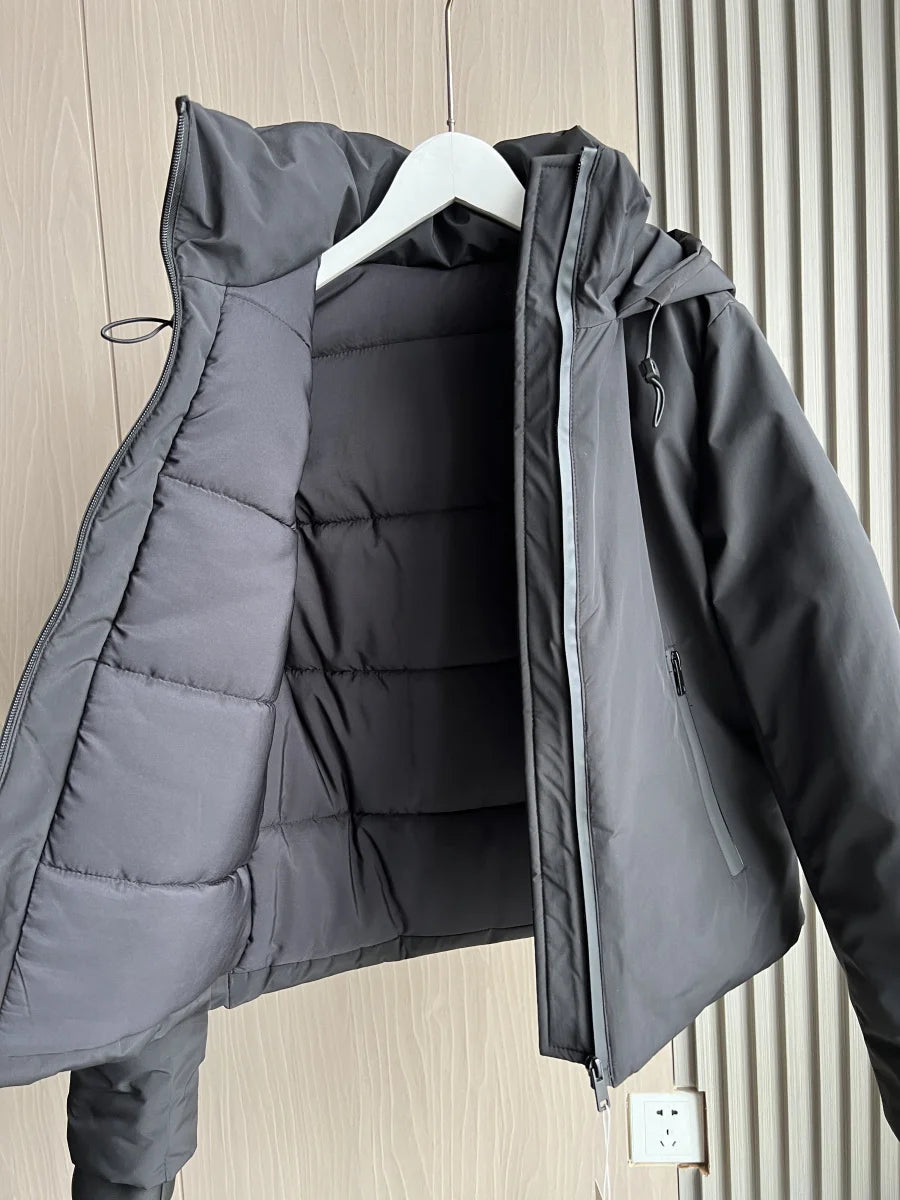 ETJ 2025 Autumn/Winter New  women's short imitation wind waterproof hooded thick warm cotton jacket Outdoor coat 4749703