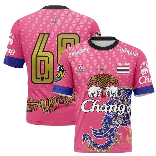 Thai Men and Women Elephant 3D Printed Round Neck Short Sleeve Summer