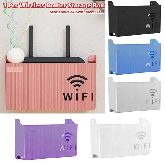 1 Pcs Wall Hanging Plastic Wireless Router Storage Box Cable Power