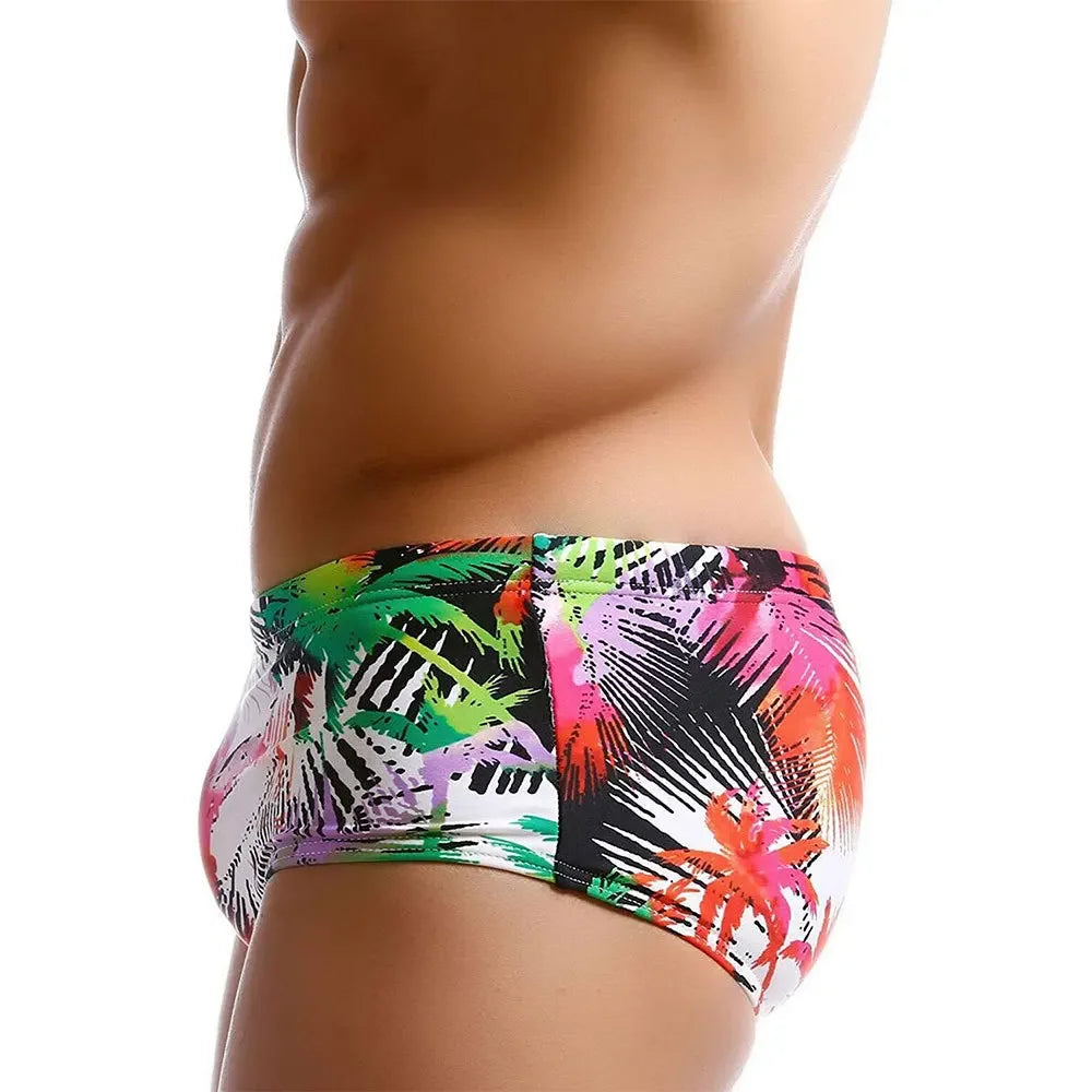 Men Swimwear Palm Multicolor Swimming Trunks Briefs Bikini Board Surf