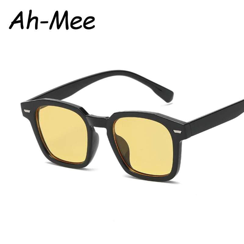 Popular Women's Sunglasses Trend Vintage Square Frame Black Yellow Sun